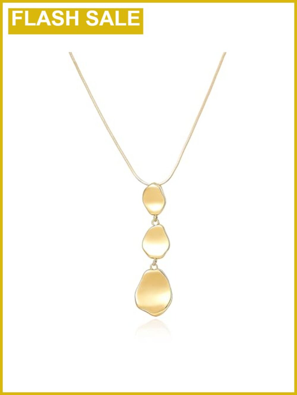 14K Gold Plated Triple Disc Pendant Long Necklace Y-Drop